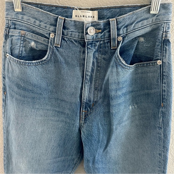 SLVRLAKE FRANKIE Blue Denim Cropped Flared Jeans - Picture 3 of 9